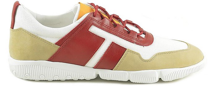 Red and Beige Suede Men's Sneakers - Tod's