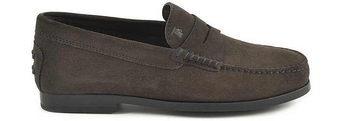 Dark Brown Nabuk Men's Loafer Shoes - Tod's