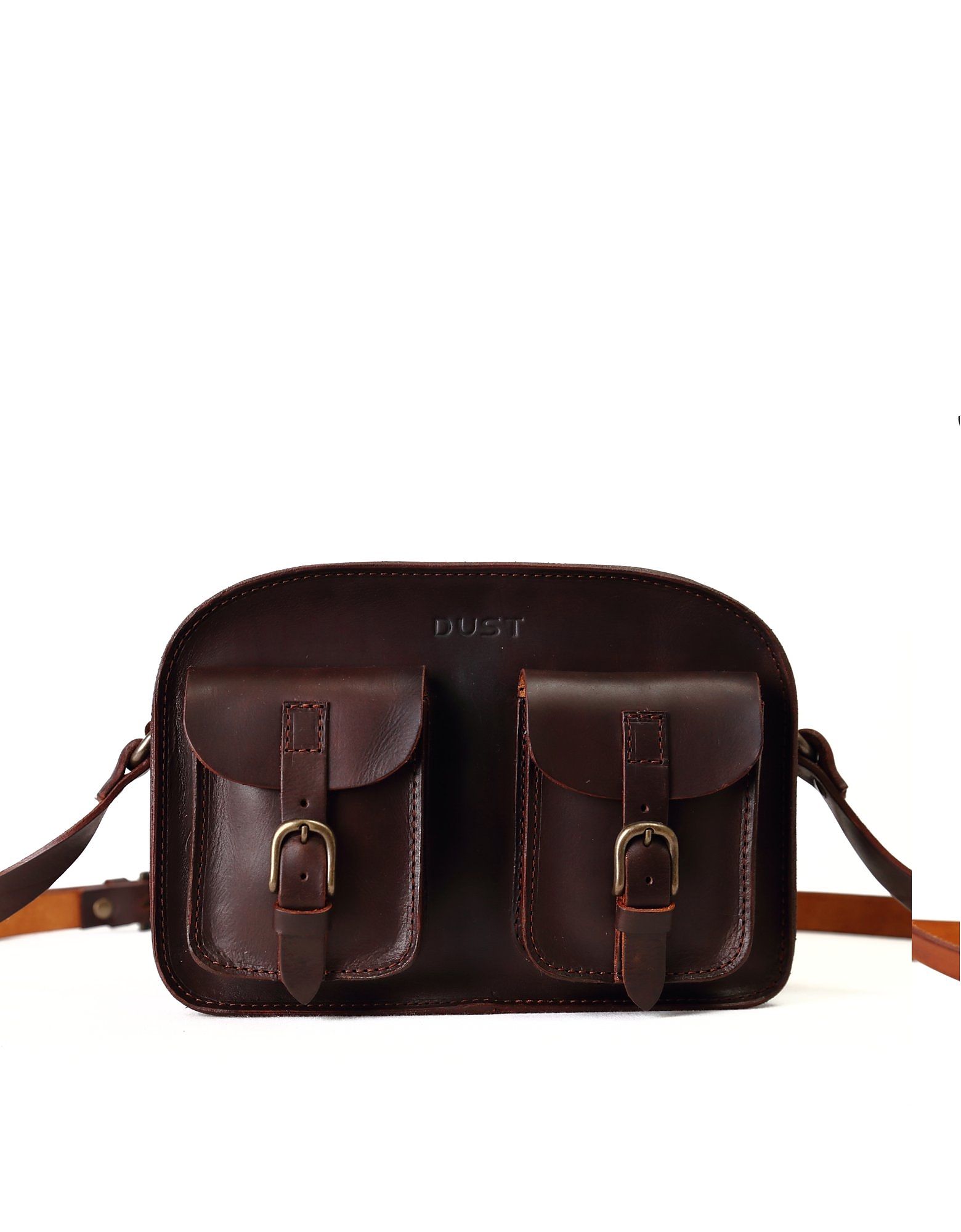 The Dust Company Designer Handbags Model 133 - Women's Compact Leather Bag In Marron Écaille