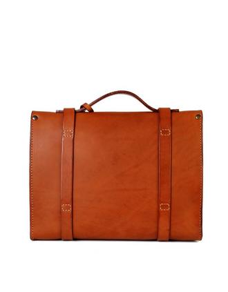 Forzieri Cognac Italian Leather Buckled Medium Doctor Bag at