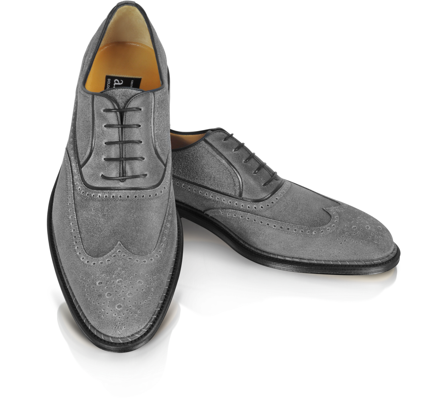 A.Testoni Gray Wingtip Oxford Shoes 7.5 