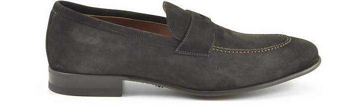 Dark Brown Suede Men's Loafer Shoes - A.Testoni