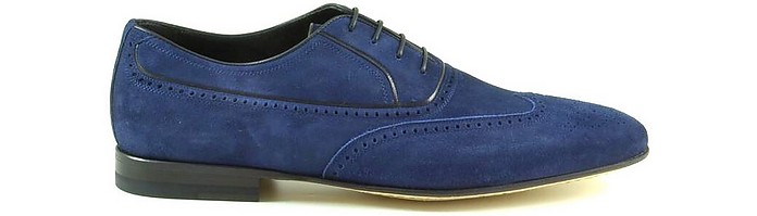 Blue Suede Men's Oxford Shoes - A.Testoni