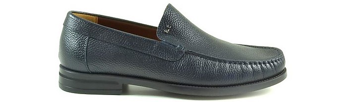Black Embossed Leather Men's Loafer Shoes - A.Testoni