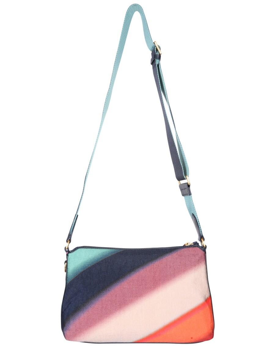 PAUL SMITH - MEDIUM HAMMERED LEATHER SHOULDER BAG WITH SWIRL PRINT