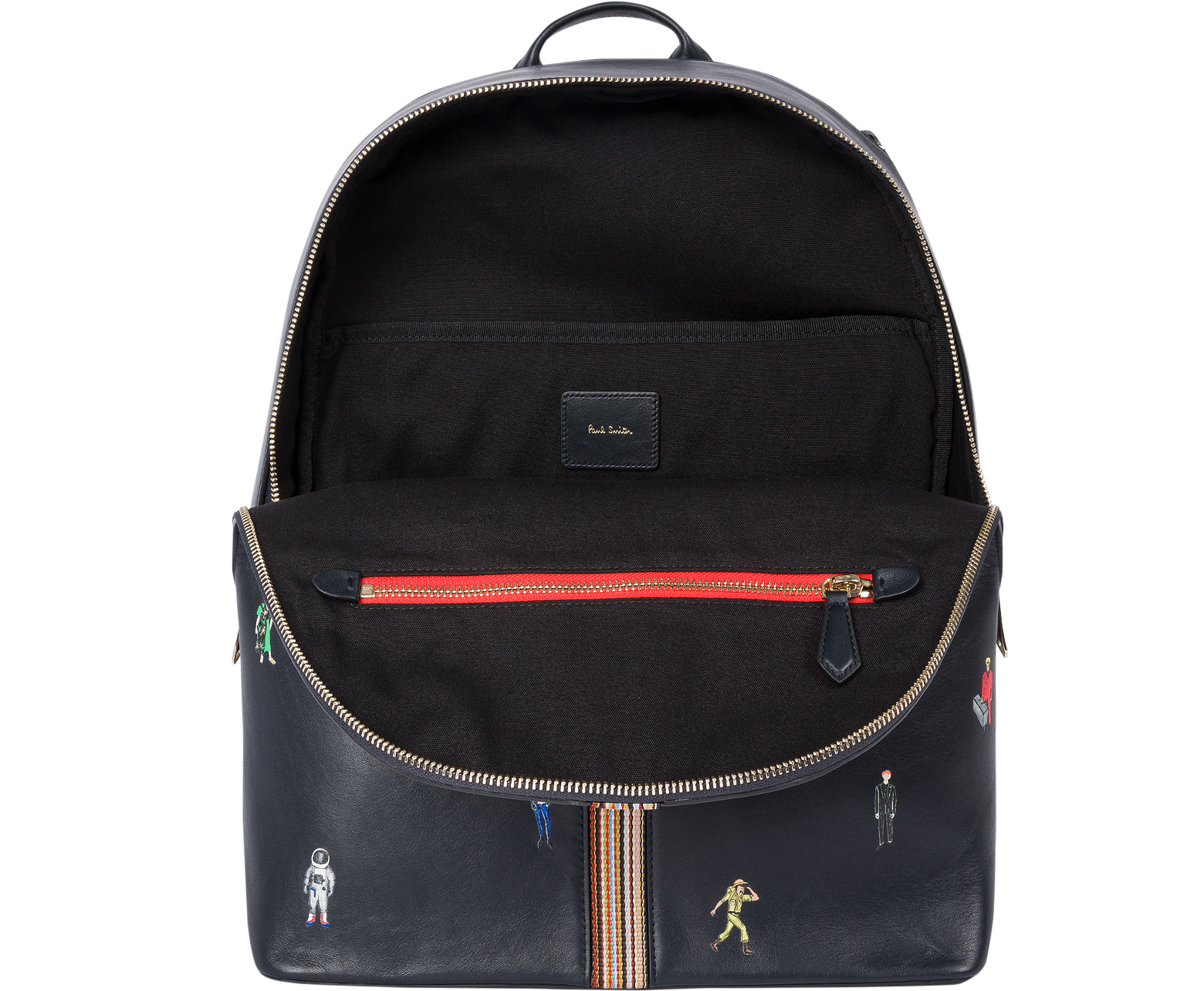 Paul Smith Men's Navy Blue Leather Signature Stripe and People Backpack ...