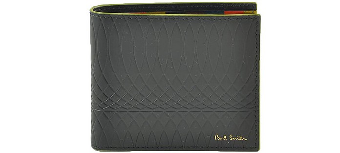 Black Embossed Leather Bifold Men's Wallet - Paul Smith