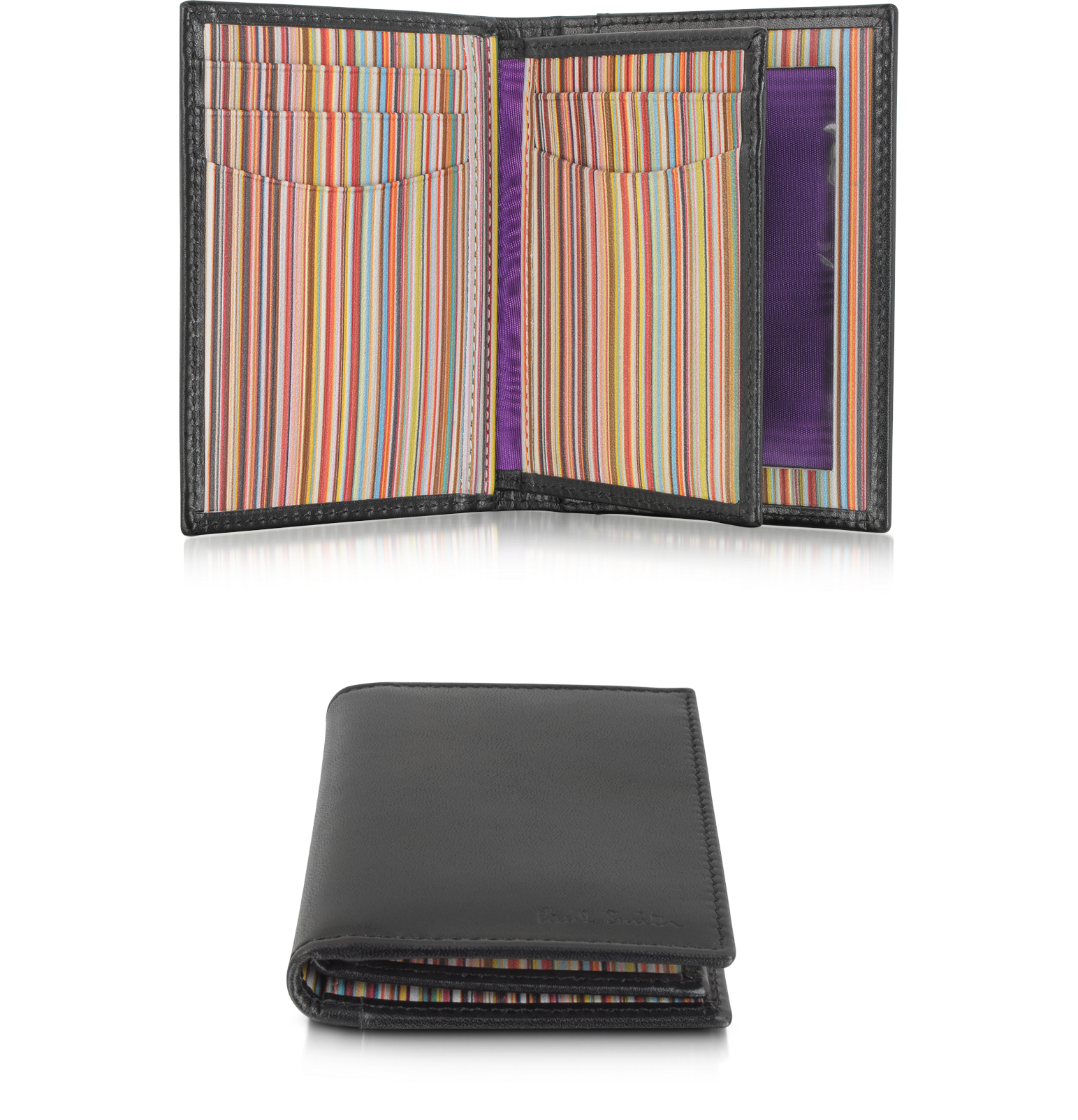 Paul Smith Black Leather N/S Travel Wallet at FORZIERI