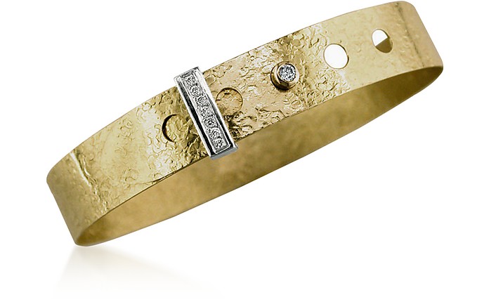 Chiseled Yellow Gold Bracelet with Diamond - Torrini