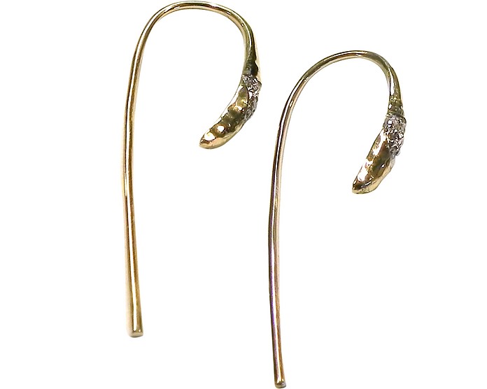 Pepita Yellow Gold & Diamonds  Long Earrings - Torrini