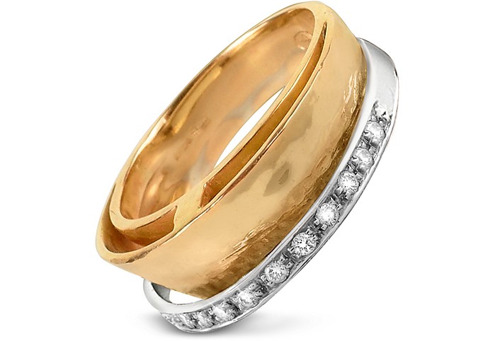 Tama - Diamond Channel 18K Yellow Gold Band Ring - Torrini