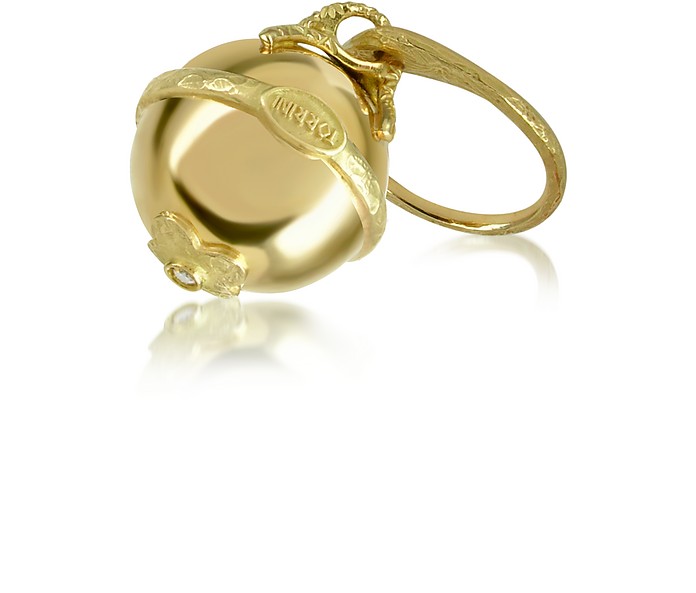 Ball - Ring aus 18k Gelbgold mit Diamanten-Anhänger - Torrini