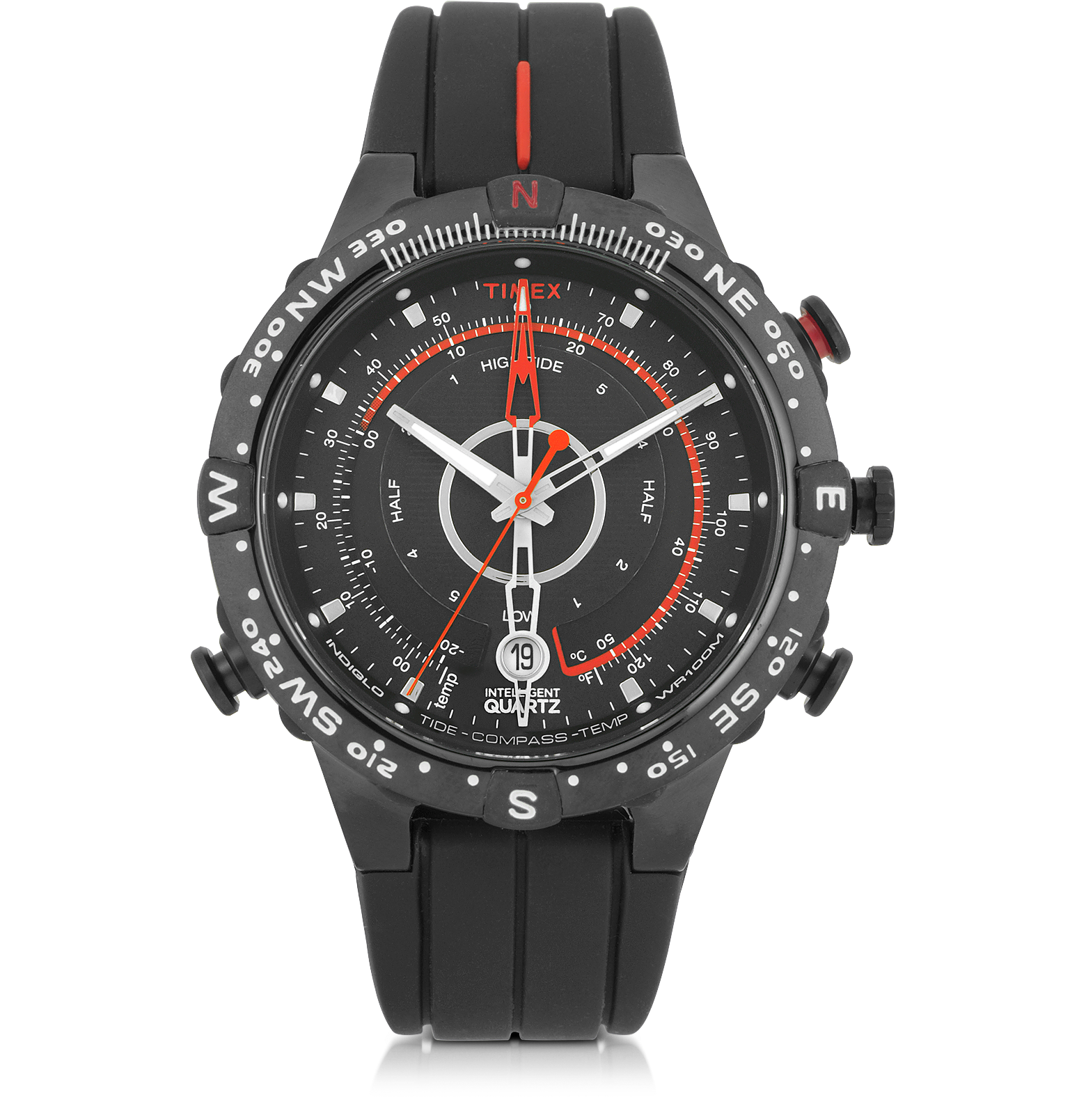 Timex Tide-Temp Compass Black Stainless Steel Case and Silicone Strap ...