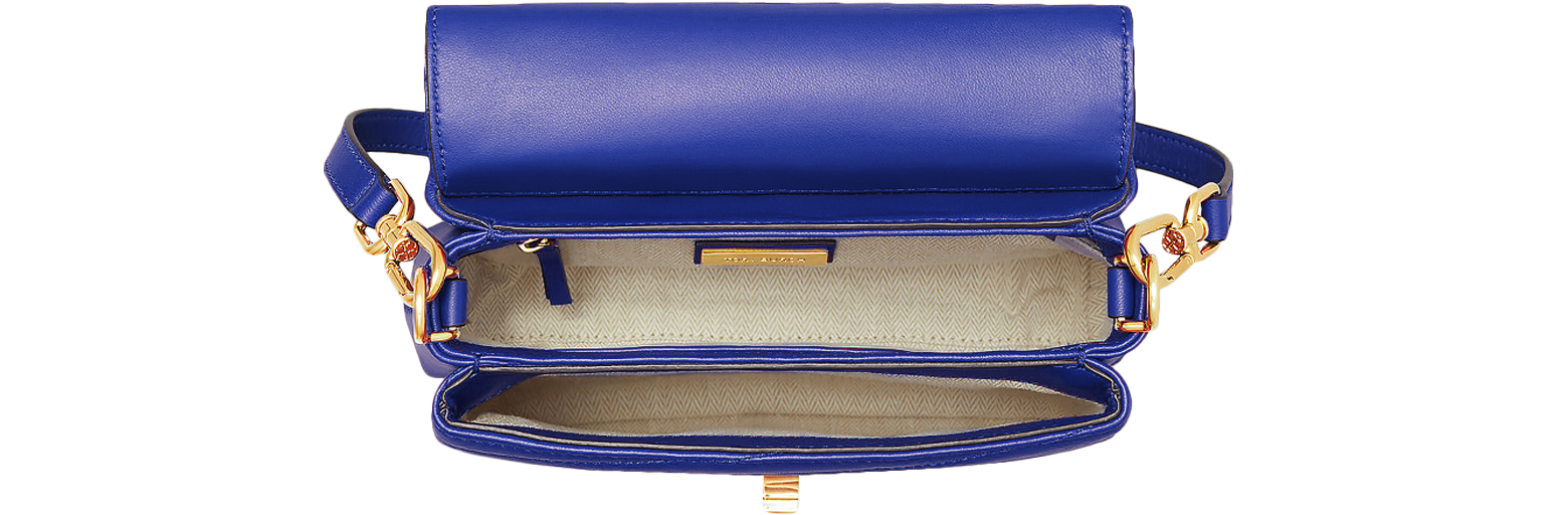 NWT Tory Burch Kira Chevron Small Leather Shoulder Bag Rainwater Blue  AUTHENTIC