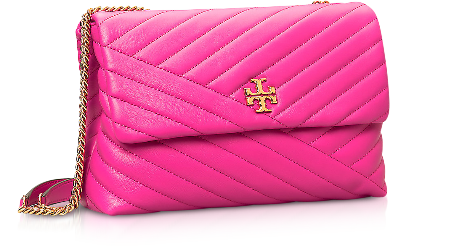 TORY BURCH KIRA BAG CHEVRON QUILTED LEATHER CONVERTIBLE SHOULDER BAG CRAZY  PINK REVEAL 