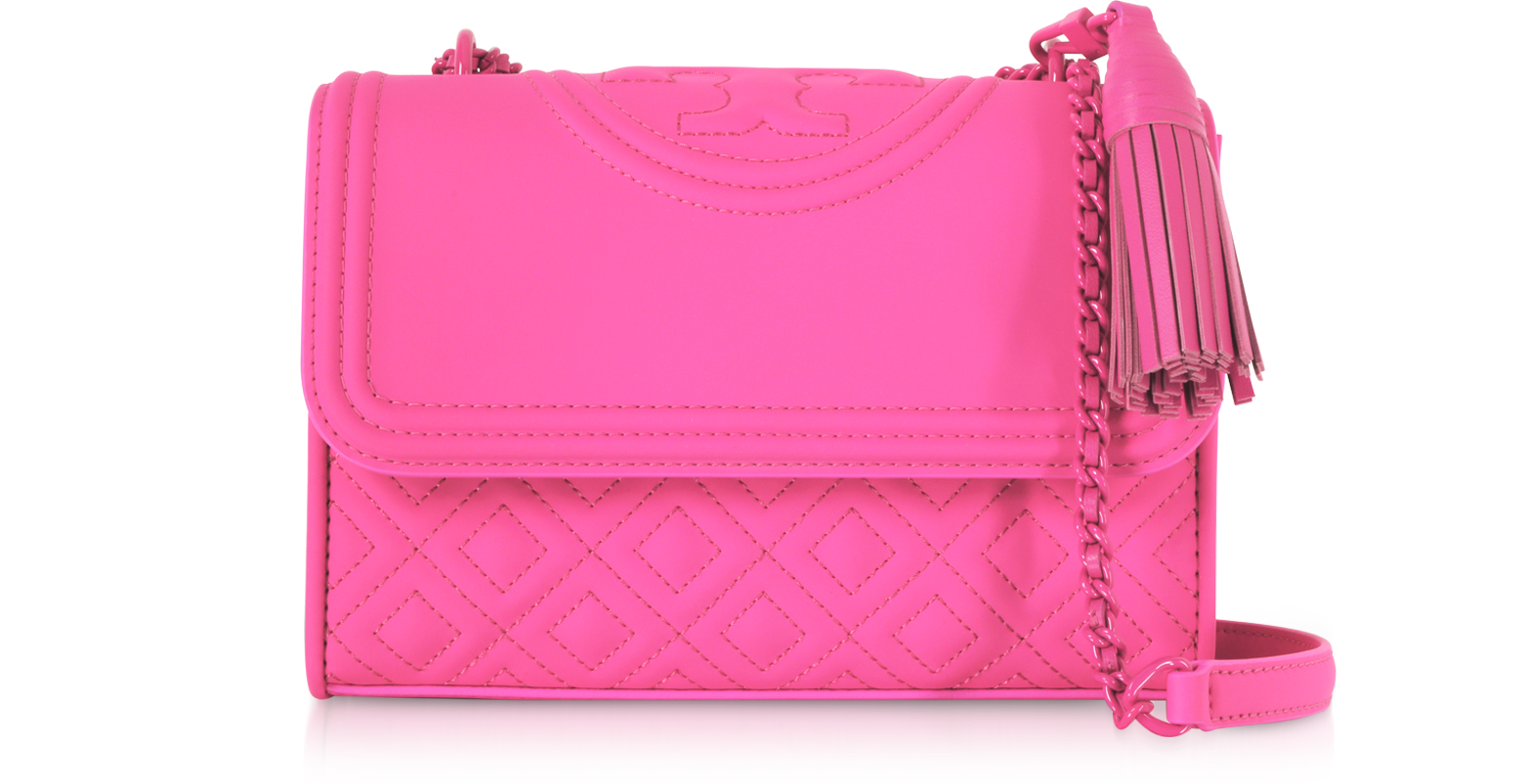 Tory Burch Crazy Pink Fleming Small Convertible Shoulder Bag at FORZIERI