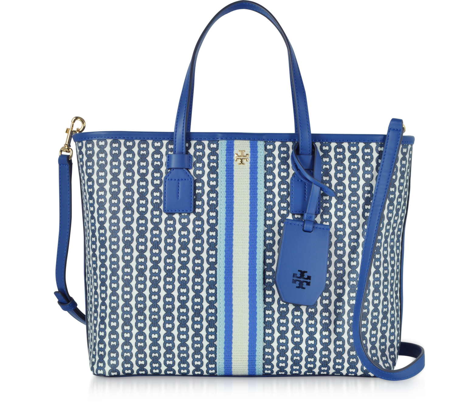 Tory Burch Small Coated Canvas Zip Tote in Blue
