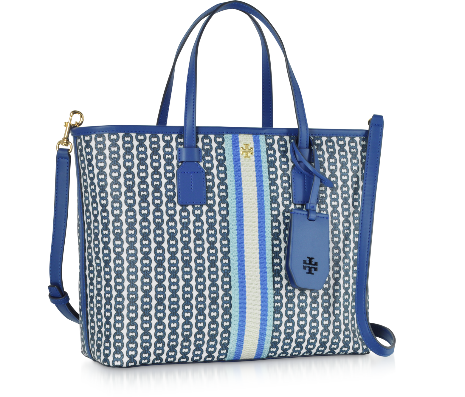 7831 TORY BURCH Gemini Link Canvas Small Tote BLUE YONDER