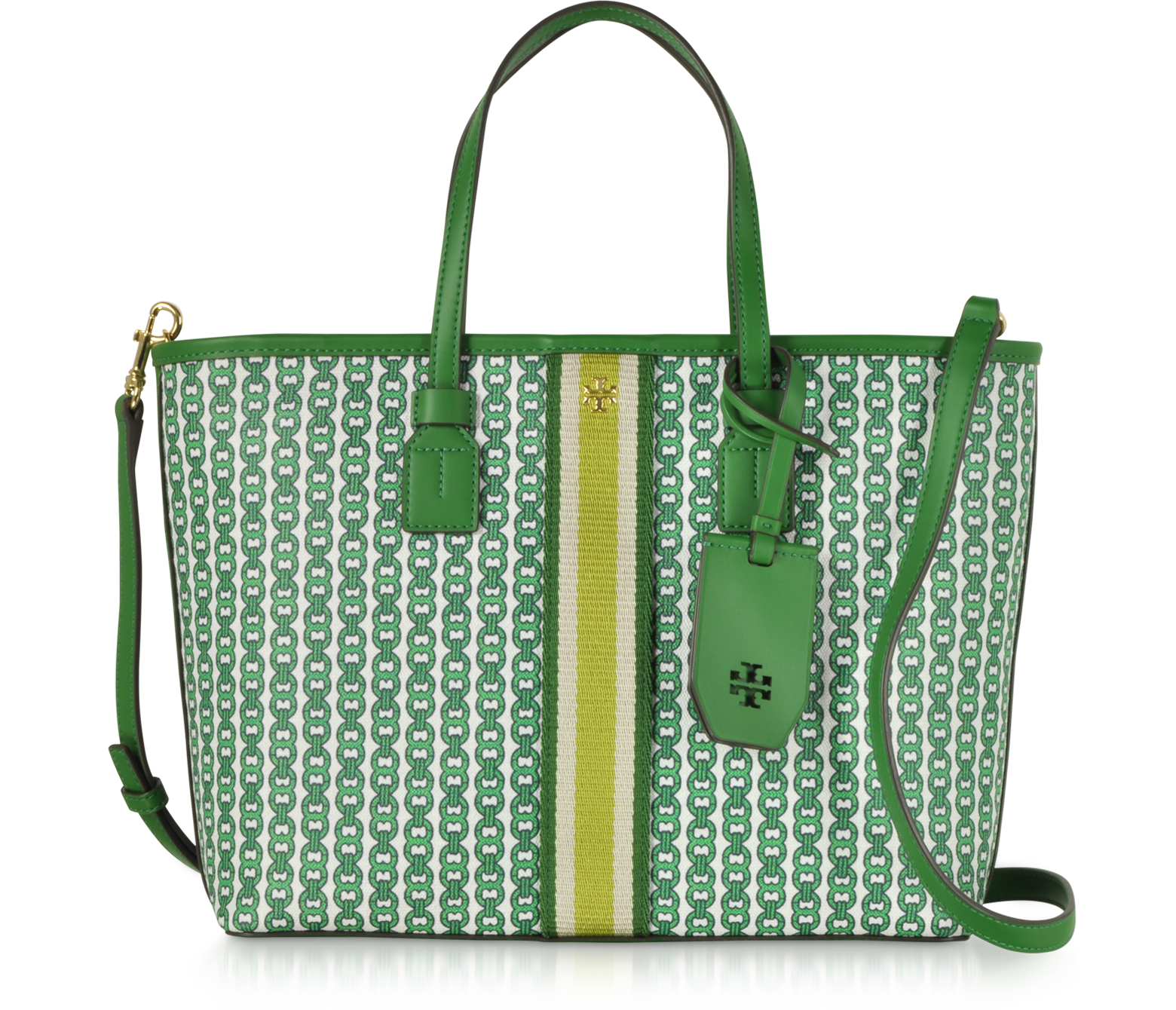 Tory Burch Gemini Link Canvas Small Tote in Green