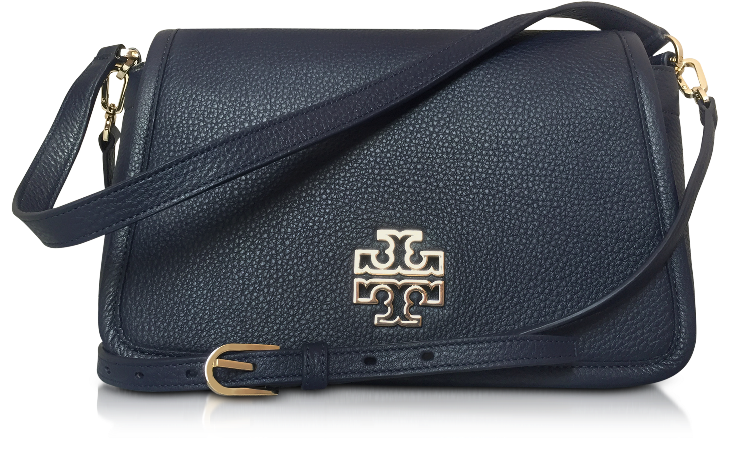Tory Burch Britten Pebbled Leather Shoulder Bag at FORZIERI