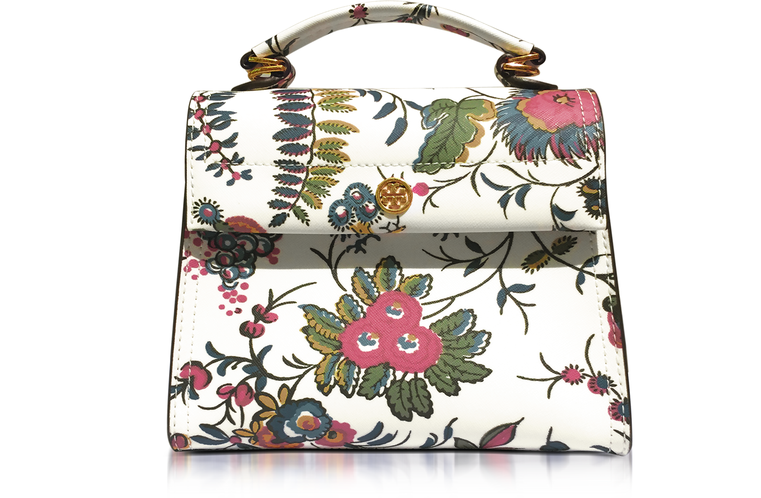 Tory Burch Parker Gabriella Floral Print Leather Small Satchel Bag at ...
