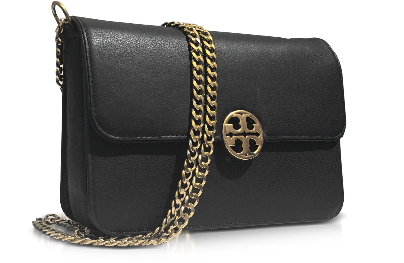Tory Burch Black Chelsea Leather Shoulder Bag at FORZIERI