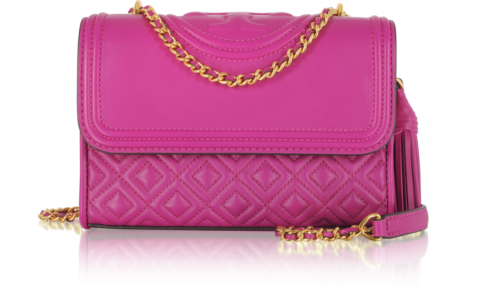 Tory Burch Fleming Party Fuchsia Leather Small Convertible Shoulder Bag ...