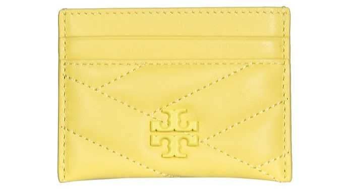 Yellow Quilted Leather Kira Card Holder - Tory Burch
