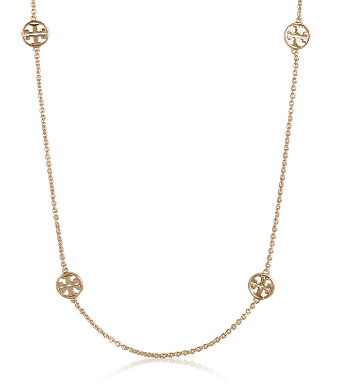 Tory Burch Delicate Logo Rosary Necklace at FORZIERI