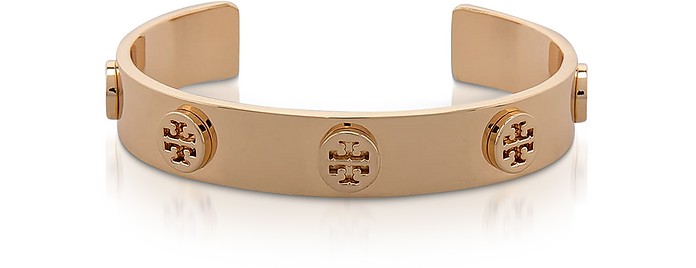 Tory Burch Tory Gold Logo Studded Cuff Bracelet at FORZIERI UK