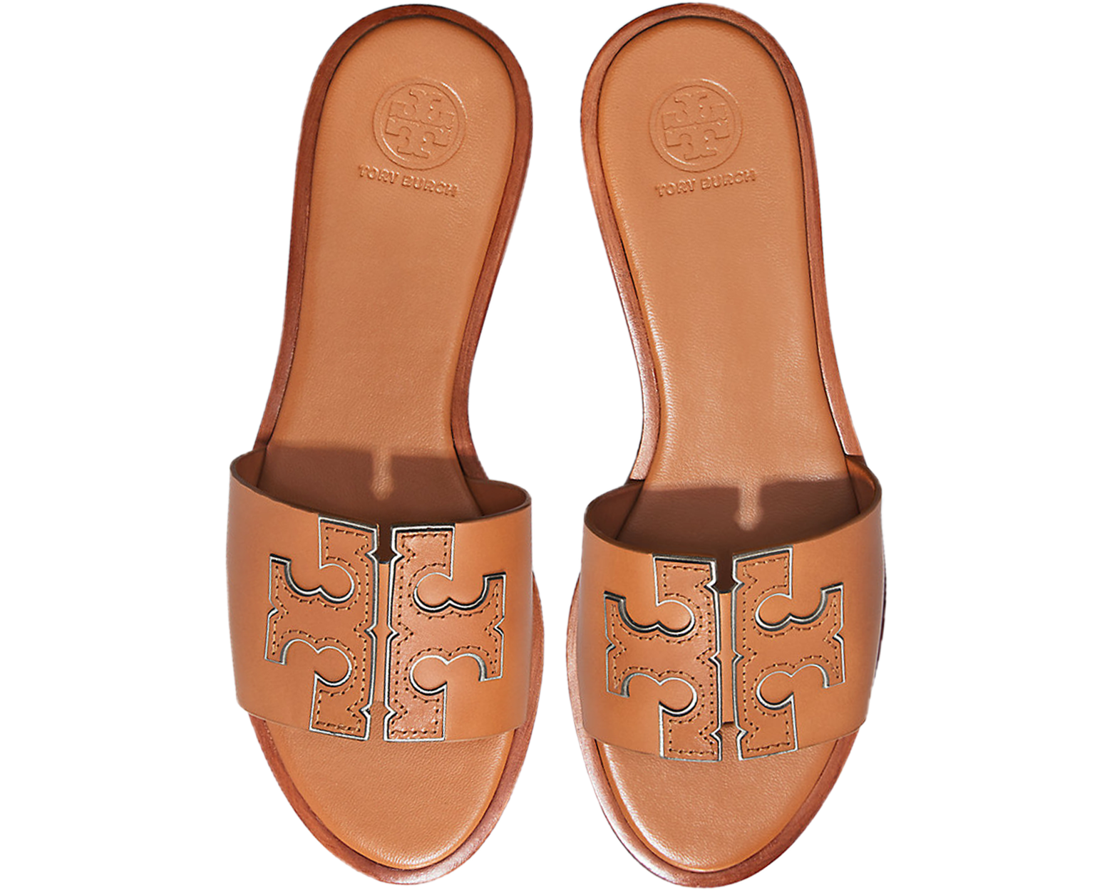 Tory Burch Tan Calf Leather Ines Slides 5 US at FORZIERI