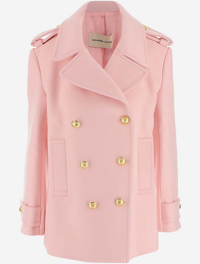 Quartz Pink  Wool Double Breast Women's Coat - Alexandre Vauthier