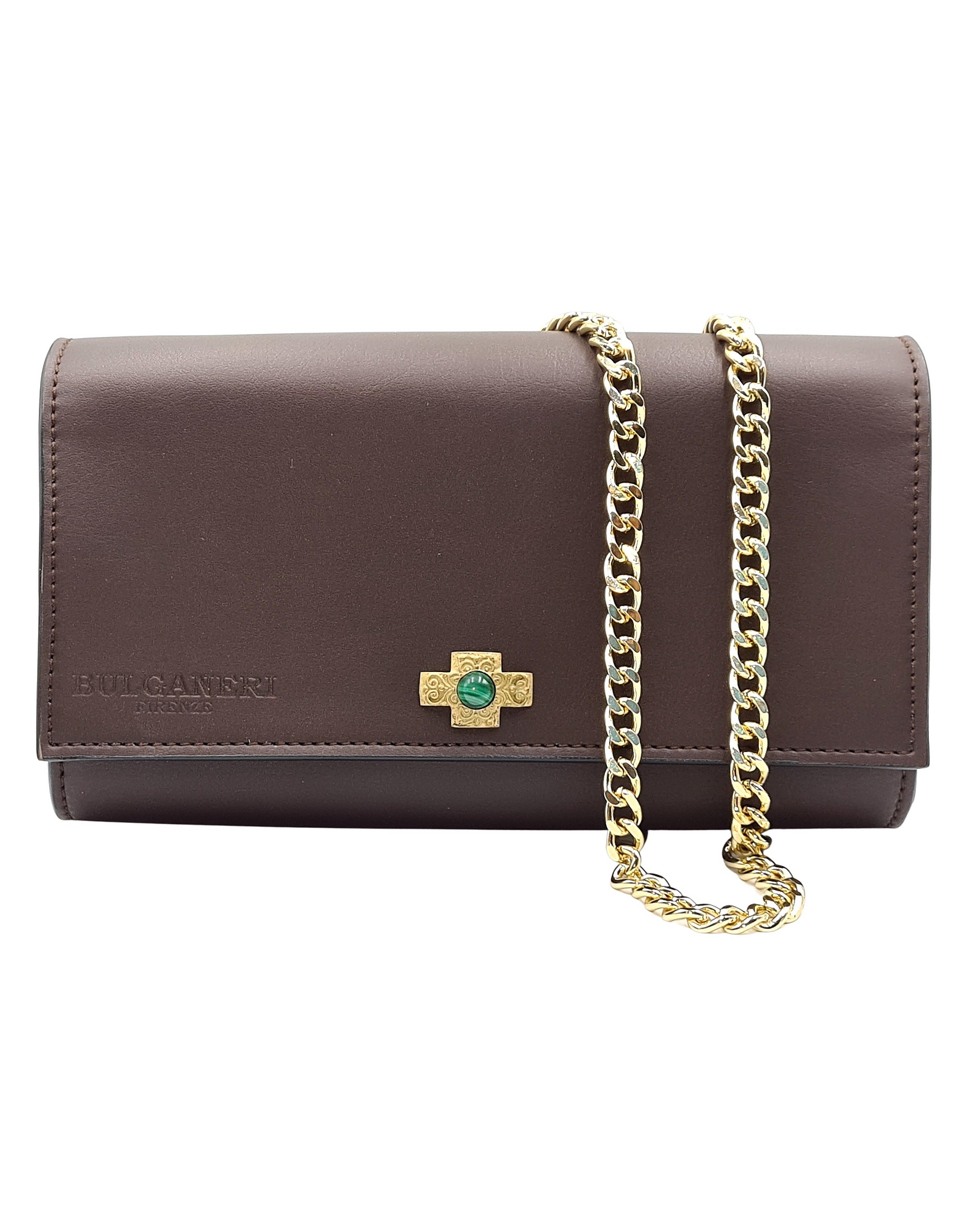 Bulganeri Designer Handbags Bag Wallet With Bronze Cross - Vegetable Vegan Shoulder Bag With Bronze Cross In Gold