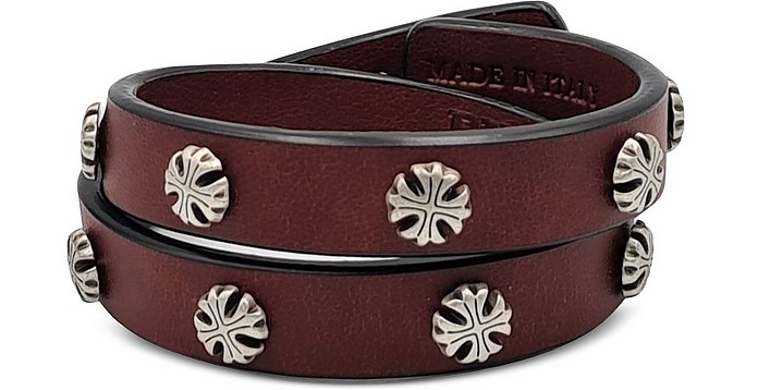 Zamak and Vegan Leather Double Bracelet - Bulganeri