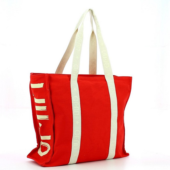 Liu Jo Red Canvas Tote Bag at FORZIERI