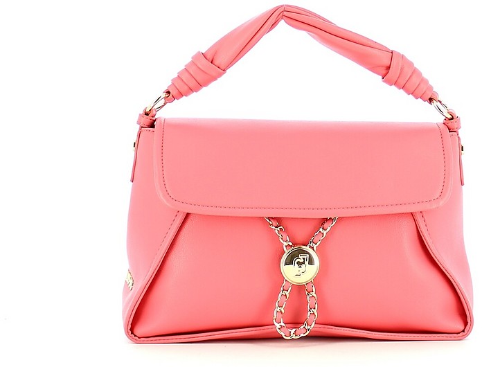 Liu •jo Designer Handbags Coral Pink Top-handle Bag W/flap Top In Rose