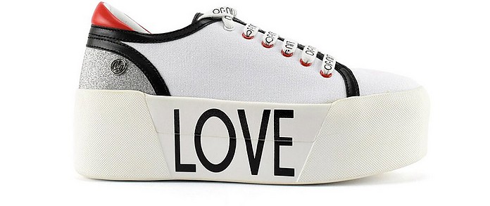 Maxi Love White Leather Flatform Sneakers - Liu Jo