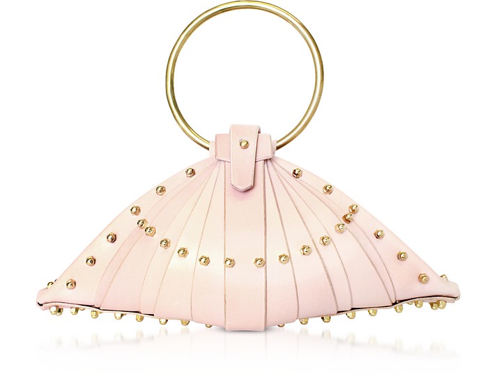 Pink Leather Shell Bag w/Studs - Una Burke