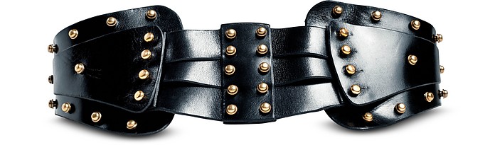 Black Leather Double Layer Belt - Una Burke