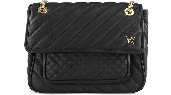 Women's Diva Black Leather Flap Handbag - Ungaro