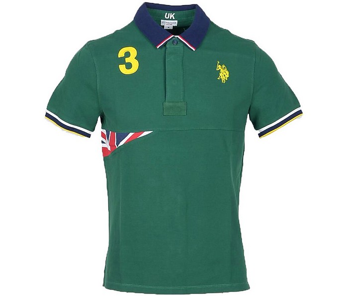 Green Cotton Men's Polo Shirt w/UK Flag - U.S. Polo Assn.
