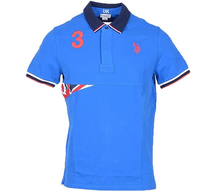 Bluette Cotton Men's Polo Shirt w/UK Flag - U.S. Polo Assn.