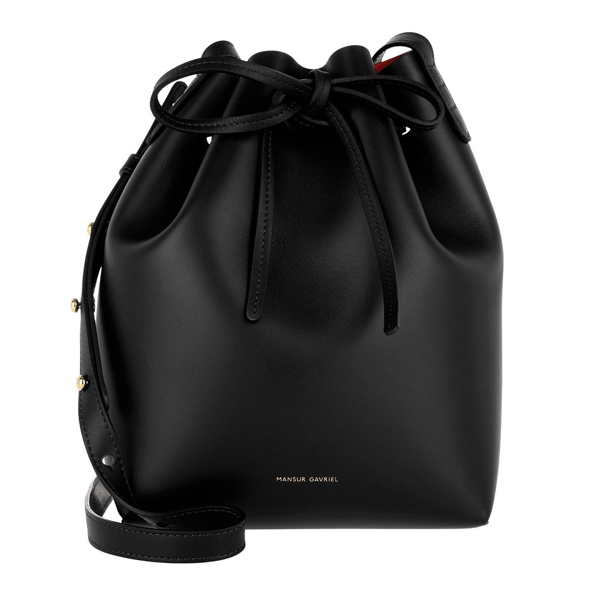 Mansur Gavriel Mini Bucket Bag Black/Fuchsia Leather