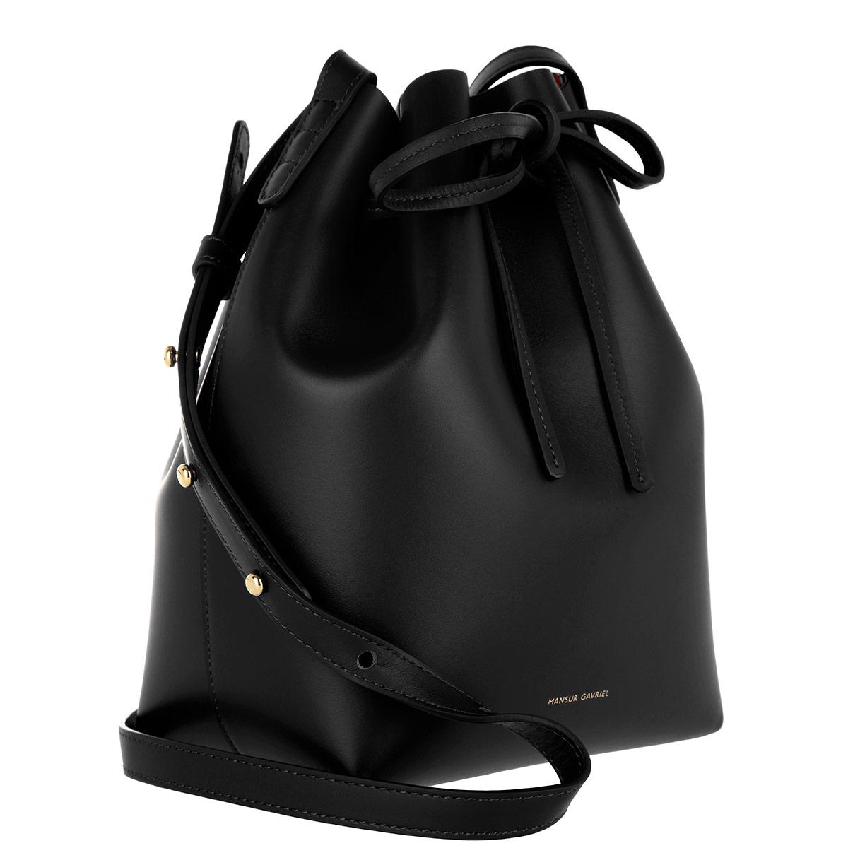 Mansur Gavriel Bucket Bag Black/Royal Coated Leather Medium Crossbody