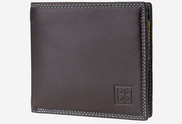 Brown Leather Bi-Fold Wallet w/ID Window - Dudubags