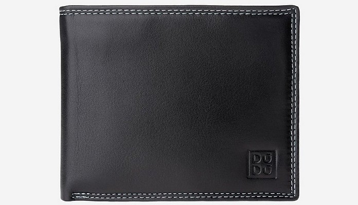 Black Leather Bi-Fold Men's Wallet - Dudubags