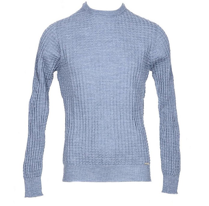 Pale Blue Men's Crewneck Sweater - Takeshy Kurosawa