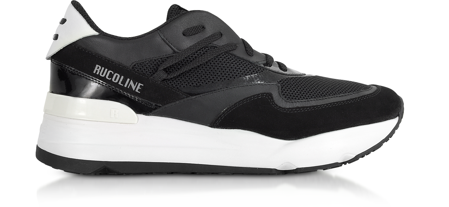 Rucoline Black Nylon and Leather R-Evolve Men's Sneakers 45 (12 US | 11 UK  | 45 EU) at FORZIERI