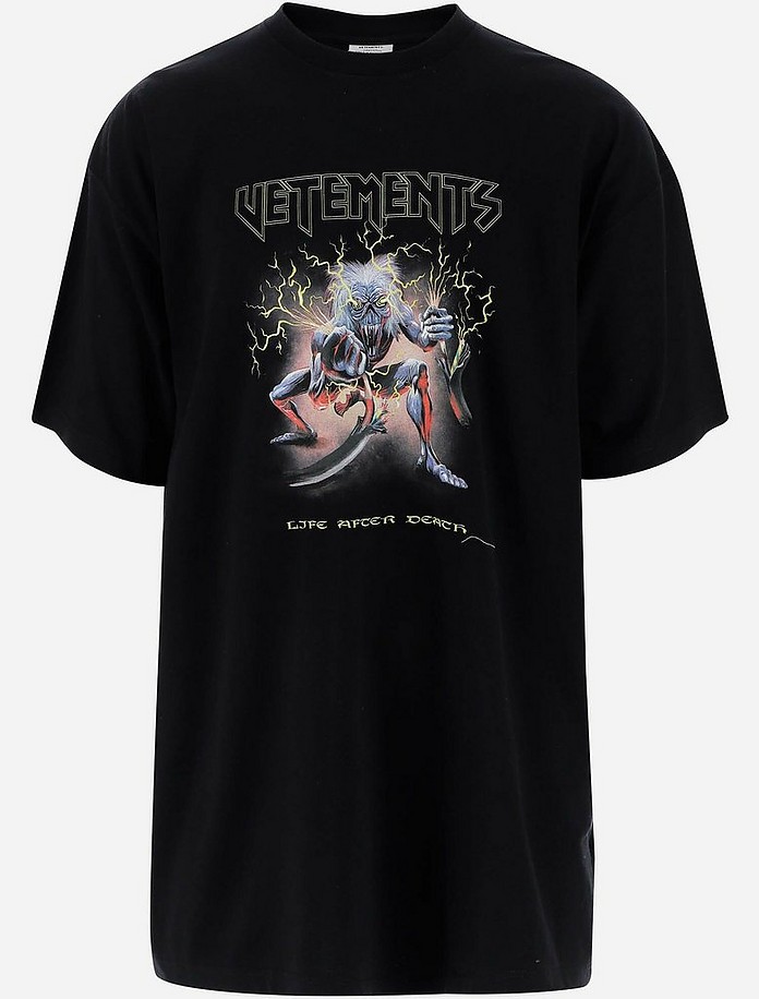 Black Cotton Men's Shortsleeves T-shirt - Vetements