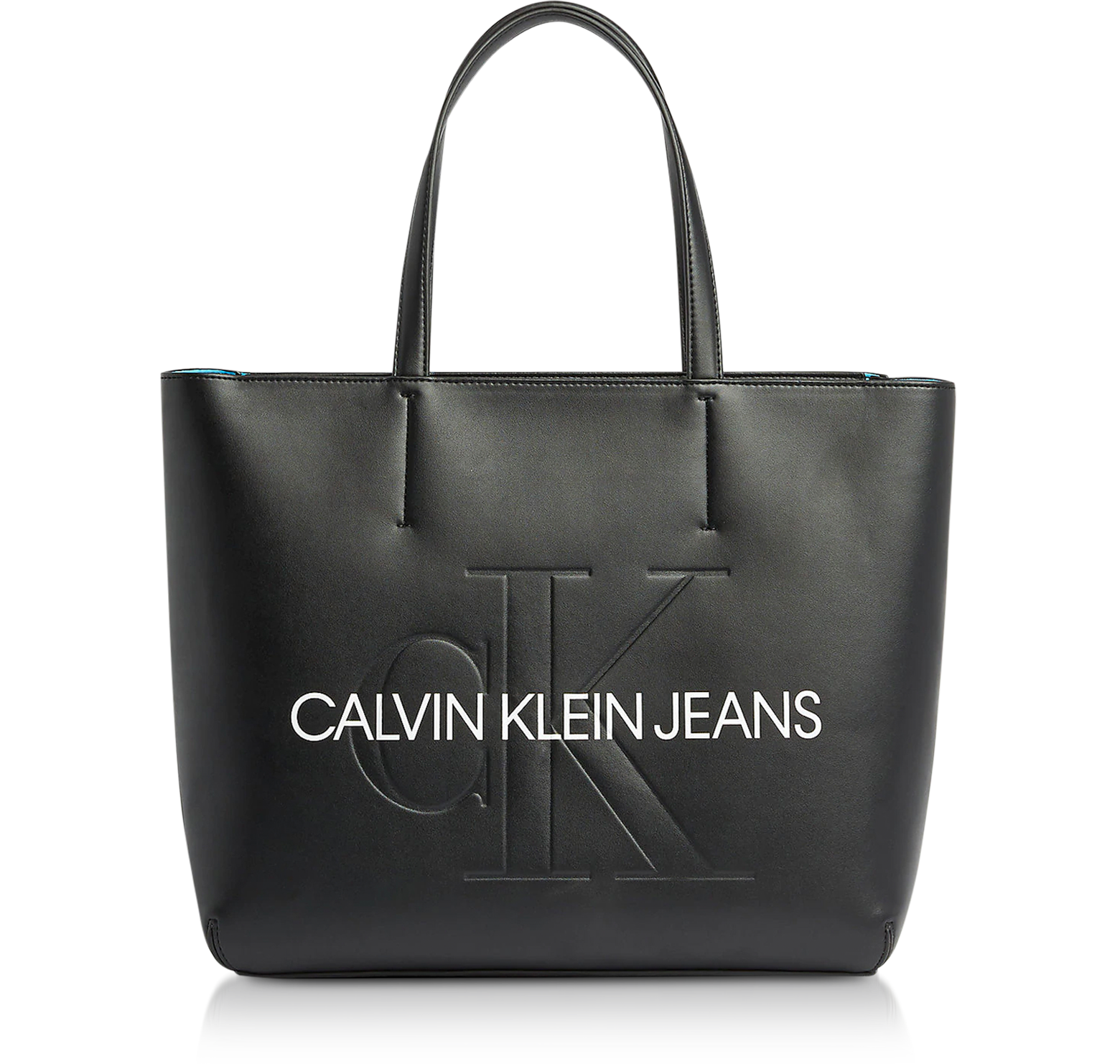 Calvin Klein Collection Black Sculpted Monogram Tote Bag w/ Signature ...